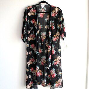 LulaRoe Kimono Women's Small Black with Floral Print